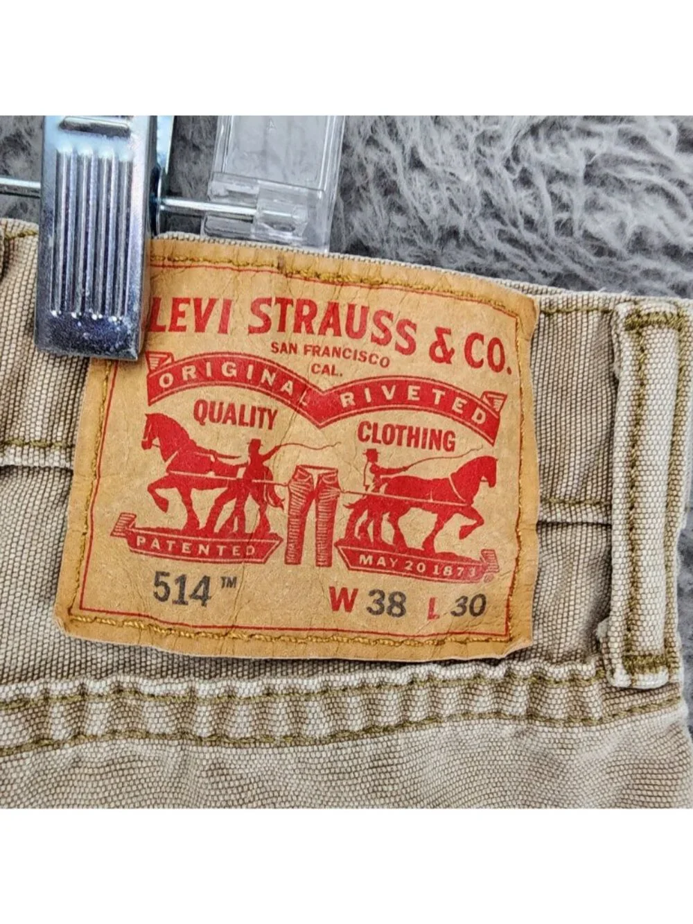 Levi's Jeans Mens 38x30 514 Tan Cotton Denim Regular Fit Straight Leg